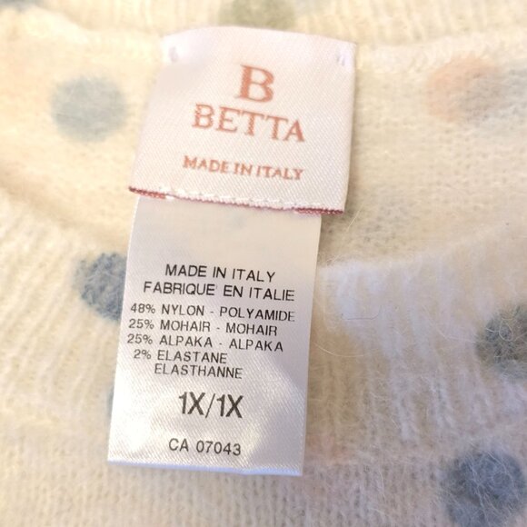 Betta Mohair Alpaca Blend Sweater Womens Plus Size 1X Blue Made In Italy - Picture 2 of 6